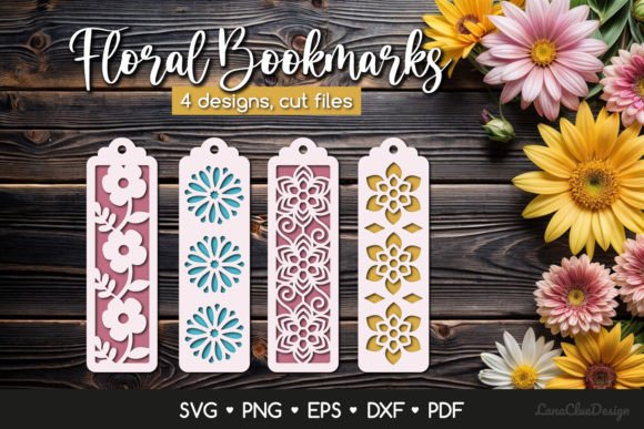 4 Bookmarks with Flowers SVG Papercut Review