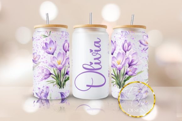 Spring Custom Name Floral Libbey Can PNG Review