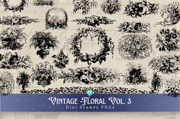 Vintage Floral Digi Stamps Vol. 3 PNG Review
